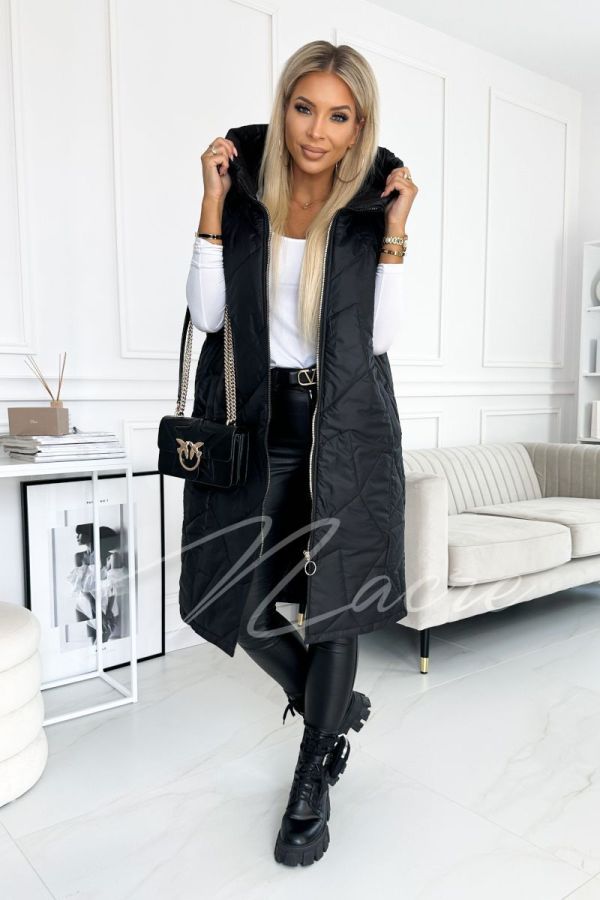 Giulia - Women's sleeveless long perfect for autumn black