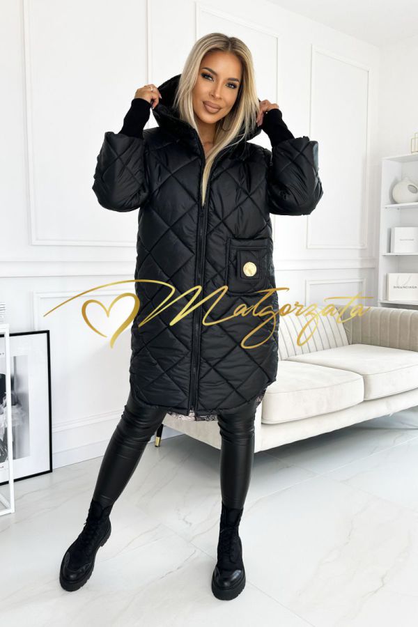 Mila - kurtka zimowa damska z wysokim mankietem czarna