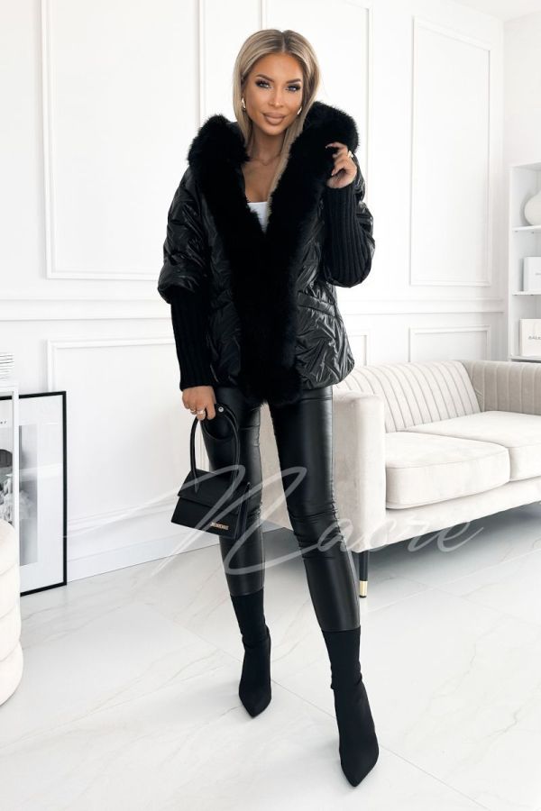 Pola - women's jacket with fur black