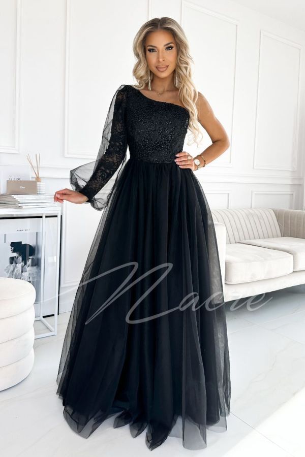 Black tulle one shoulder dress - Bella