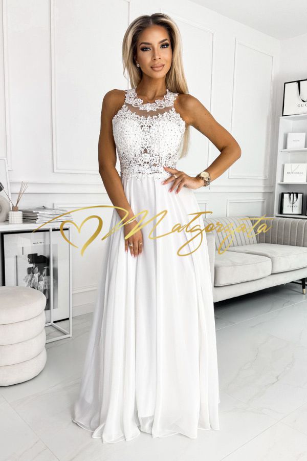 Vivien - suknia ślubna z szyfonowym dołem długa biała